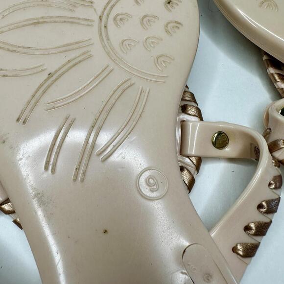 Jack Rogers Georgica Blush Pink Jelly Thong Sandals Size 9 Gold Leather MSRP $60 - Picture 8 of 8